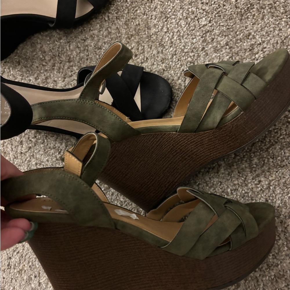 Olive Green Wedge Sandals